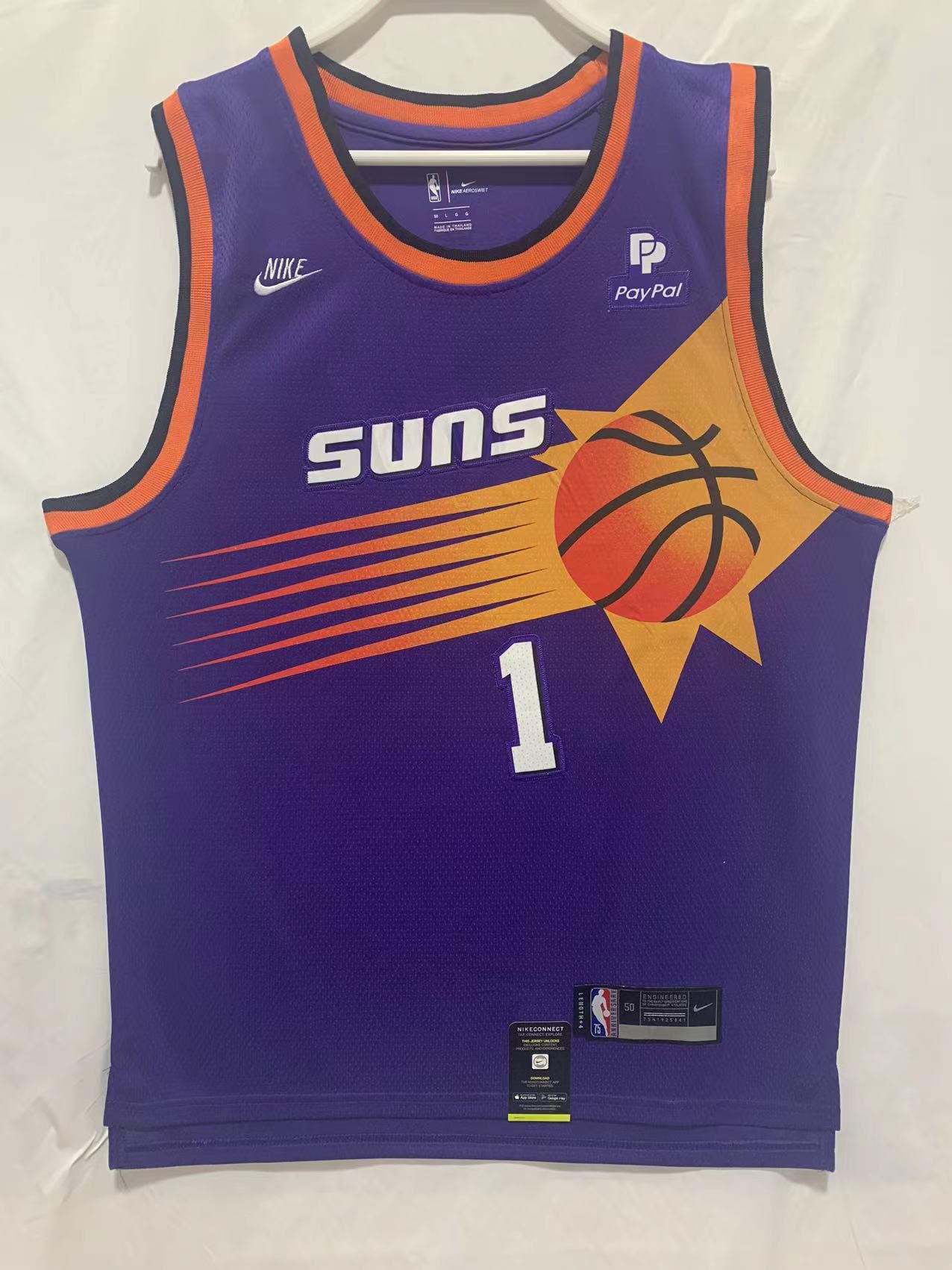 Men Phoenix Suns 1 Booker Purple Throwback Nike 22-23 NBA Jersey